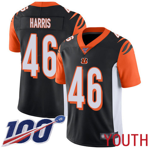 Cincinnati Bengals Limited Black Youth Clark Harris Home Jersey NFL Footballl 46 100th Season Vapor Untouchable